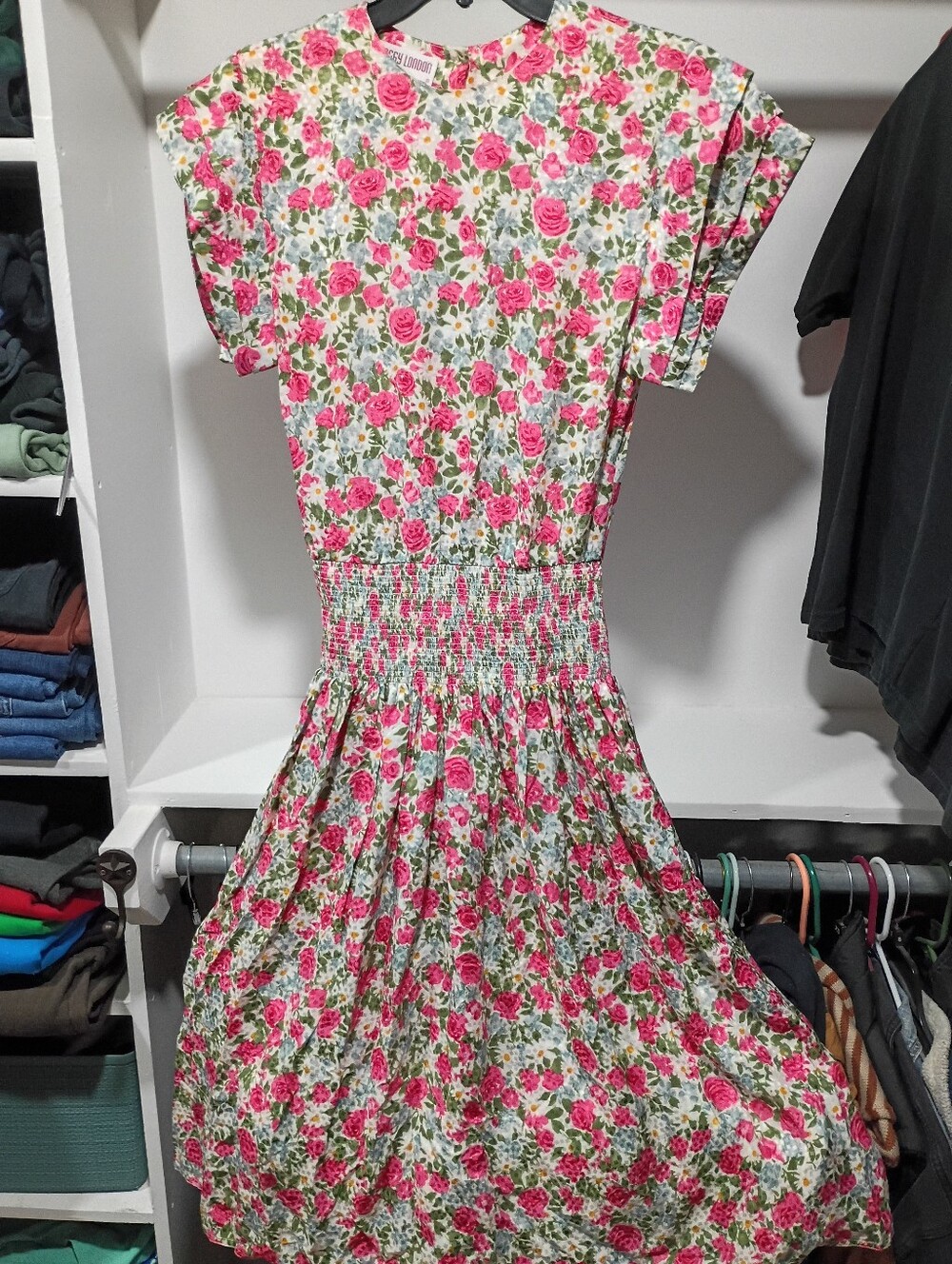 Vintage 100% Silk Maggy London Floral Midi Dress